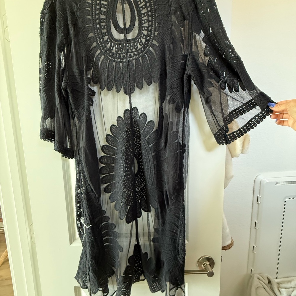 Rachel Zoe Black Sheer Floral Wrap